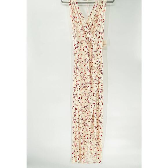 NEW Free People Daria Ivory Printed Sleeveless Halter Slit Maxi Dress T-Back LG - Picture 3 of 11